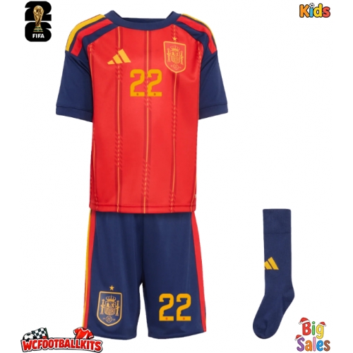 Spain Pau Cubarsi #22 Replica Home Stadium Kit for Kids World Cup 2026 Short Sleeve (+ pants)
